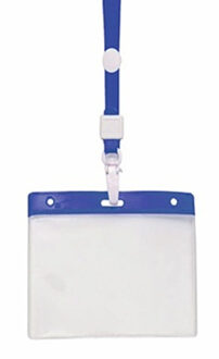 Badgehouders - 10x - blauw - 11 x 58 cm - kunststof/plastic - keycord - naamkaarthouders