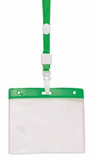 Badgehouders - 10x - groen - 11 x 58 cm - kunststof/plastic - keycord - naamkaarthouders