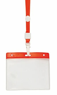 Badgehouders - 10x - rood - 11 x 58 cm - kunststof/plastic - keycord - naamkaarthouders