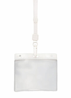 Badgehouders - 10x - wit - 11 x 58 cm - kunststof/plastic - keycord - naamkaarthouders