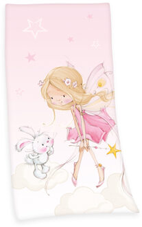 Badhanddoek Little Fairy 75 x 150 cm Roze/lichtroze - 75x150 cm