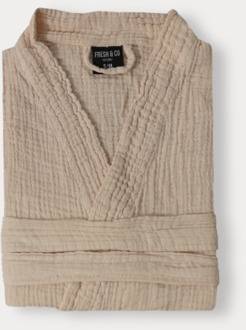 Badjas Mousseline Katoen - Beige - Dekbed-Discounter.nl - L/XL
