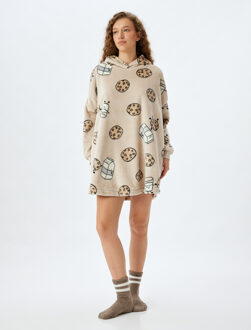 BADJASSEN Heup lengte Stof gedetailleerd Badjas Beige