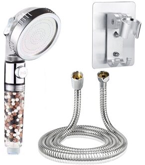 Badkamer 3-Functie Spa Douchekop Met Switch On/Off Knop Hoge Druk Anion Filter Bad Head Water saving Douchekoppen doorzichtig-hose-houder