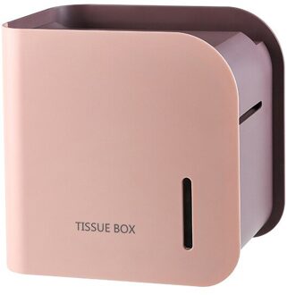 Badkamer Accessoires Gratis Ponsen Draagbare Toiletrolhouder Voor Magnetische Zuig Deur Badkamer Waterdichte Wc Opbergdoos roze