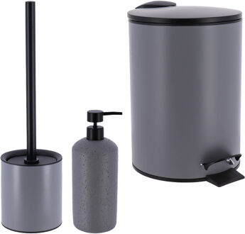 Badkamer accessoires set - 3-delig - Urban Stone - grijs