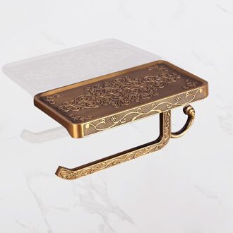 Badkamer Accessoires Set Mobiele Telefoon Houder Ruimte Aluminium Antieke Rolhouder Met Plank Wc-papier Doos Muur Mount geel