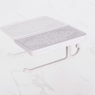 Badkamer Accessoires Set Mobiele Telefoon Houder Ruimte Aluminium Antieke Rolhouder Met Plank Wc-papier Doos Muur Mount wit