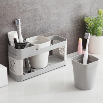 Badkamer Accessoires Tandenborstelhouder Tandpasta Dispenser Plastic Mond Cup Set Plank Houder Rack Opslag Voor Badkamer Thuis