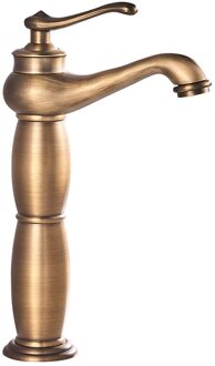 Badkamer Antieke Bronzen Massief Messing Luxe Wastafel Wastafel Tall Kraan Enkele Handgreep Water Mixer Badkraan Hoge En Korte Stijl crane High stijl
