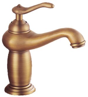 Badkamer Antieke Bronzen Massief Messing Luxe Wastafel Wastafel Tall Kraan Enkele Handgreep Water Mixer Badkraan Hoge En Korte Stijl crane kort stijl