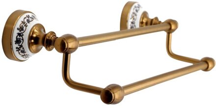 Badkamer Armatuur Antieke Europese Stijl Koperen Handdoek Bars Hoogwaardige Messing Bolt Invoegen Type 36Cm Dubbele Bar Handdoekhouders