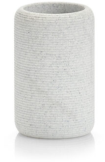 Badkamer beker/tandenborstel houder - lichtgrijs - kunststeen -11 cm