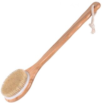 Badkamer Body Borstels Lange Steel Bad Natuurlijke Haren Borstels Exfoliërende Massager Met Houten Handvat Droog Borstelen Douche Tool