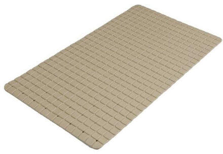 Badkamer/douche anti slip mat - rubber - voor op de vloer - beige - 39 x 69 cm - Badmatjes