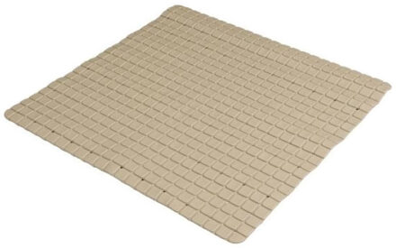 Badkamer/douche anti slip mat - rubber - voor op de vloer - beige - 55 x 55 cm - Badmatjes