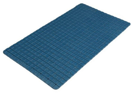 Badkamer/douche anti slip mat - rubber - voor op de vloer - donkerblauw - 39 x 69 cm - Badmatjes