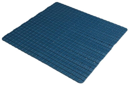 Badkamer/douche anti slip mat - rubber - voor op de vloer - donkerblauw - 55 x 55 cm - Badmatjes