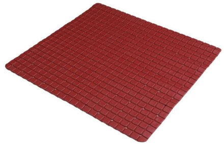 Badkamer/douche anti slip mat - rubber - voor op de vloer - donkerrood - 55 x 55 cm - Badmatjes