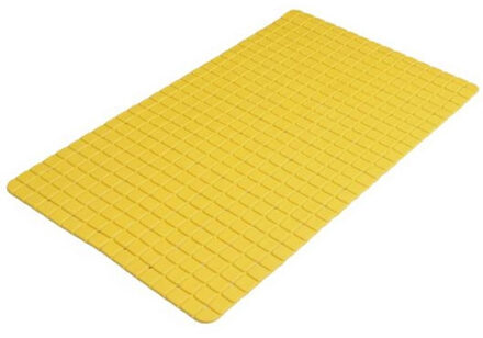 Badkamer/douche anti slip mat - rubber - voor op de vloer - okergeel - 39 x 69 cm - Badmatjes