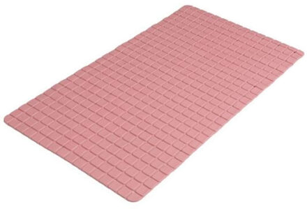 Badkamer/douche anti slip mat - rubber - voor op de vloer - oud roze - 39 x 69 cm - Badmatjes