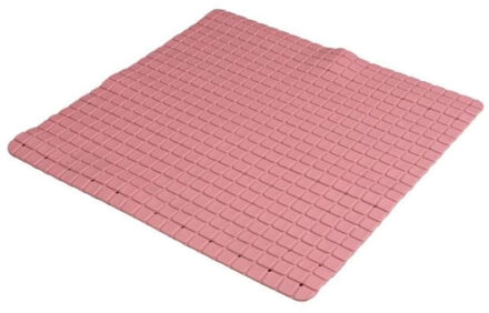 Badkamer/douche anti slip mat - rubber - voor op de vloer - oud roze - 55 x 55 cm - Badmatjes