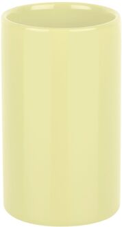 Badkamer drinkbeker/tandenborstelhouder Sienna - porselein - glans geel - 7 x 11 cm - Tandenborstelhouders