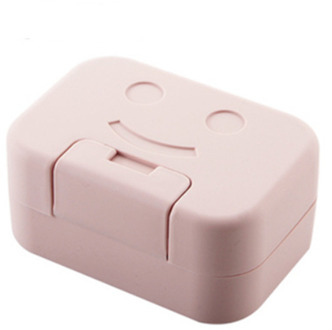 Badkamer Glimlach Gezicht Zeepkist Deksel Draagbare Zeepkist Wc Reizen Draagbare Zeepkist Afvoer Quick Afvoer Verzegelde Met Deksel zeepkist roze Soap doos