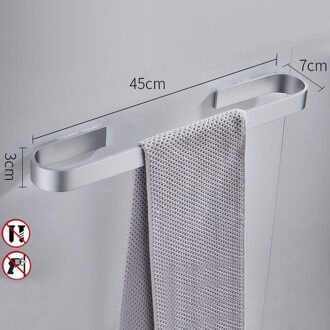 Badkamer Handdoek Houder Handdoeken Rack Hanger Zwart Zilver Ruimte Aluminium Muur Opknoping Handdoek Bar Organizer Keuken Opslag Plank 45cm zilver