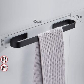 Badkamer Handdoek Houder Handdoeken Rack Hanger Zwart Zilver Ruimte Aluminium Muur Opknoping Handdoek Bar Organizer Keuken Opslag Plank 45cm zwart