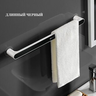 Badkamer Handdoek Houder Huishouden Wandmontage Handdoekenrek Badkamer Hanger Set Handdoek Bar Gratis Punch Voor Badkamer Organizer zwart lang