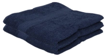 Badkamer handdoeken - 2x - donkerblauw - 50 x 100 cm - voordelige handdoeken - 420gr - 100% katoen