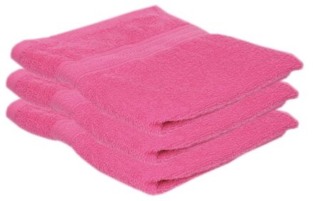 Badkamer handdoeken - 3x - fuchsia roze - 50 x 100 cm - voordelige handdoeken - 420gr - 100% katoen
