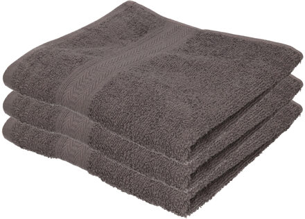Badkamer handdoeken - 3x - grijs - 50 x 100 cm - voordelige handdoeken - 420gr - 100% katoen