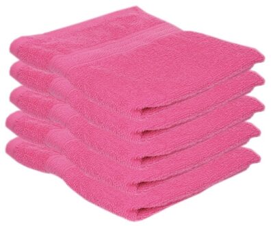 Badkamer handdoeken - 5x - fuchsia roze - 50 x 100 cm - voordelige handdoeken - 420gr - 100% katoen