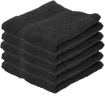 Badkamer handdoeken - 5x - zwart - 50 x 100 cm - voordelige handdoeken - 420gr - 100% katoen