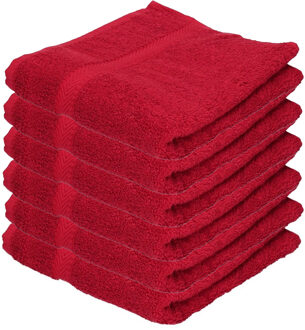 Badkamer handdoeken - 6x - rood - 50 x 100 cm - voordelige handdoeken - 420gr - 100% katoen