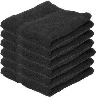 Badkamer handdoeken - 6x - zwart - 50 x 100 cm - voordelige handdoeken - 420gr - 100% katoen