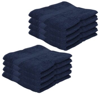 Badkamer handdoeken - 8x - donkerblauw - 50 x 100 cm - voordelige handdoeken - 420gr - 100% katoen