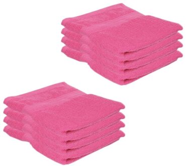 Badkamer handdoeken - 8x - fuchsia roze - 50 x 100 cm - voordelige handdoeken - 420gr - 100% katoen