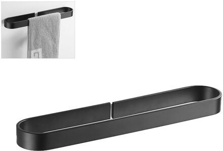 Badkamer Handdoeken Rack Handdoek Houder Opvouwbare Rvs Muur Opknoping Handdoek Organizer Keuken Opslag Plank zwart