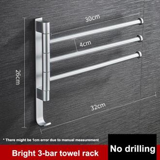 Badkamer Handdoekenrek Draaibare Handdoek Houder Ruimte Aluminium 2/3/4/5-Bar Handdoek Hanger Keuken Plank Papier opknoping Muur Gemonteerd zilver 3-bar
