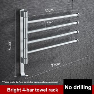 Badkamer Handdoekenrek Draaibare Handdoek Houder Ruimte Aluminium 2/3/4/5-Bar Handdoek Hanger Keuken Plank Papier opknoping Muur Gemonteerd zilver 4-bar