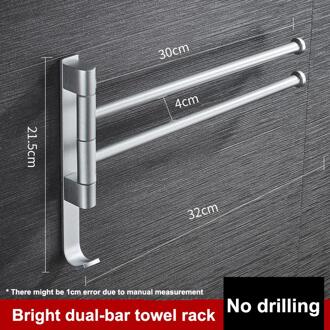 Badkamer Handdoekenrek Draaibare Handdoek Houder Ruimte Aluminium 2/3/4/5-Bar Handdoek Hanger Keuken Plank Papier opknoping Muur Gemonteerd zilver dual-bar