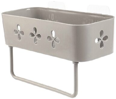 Badkamer-Hardware Mand Opslag Planken Rack Organizer Shampoo-Houder Opslag Douche-Plank Keuken Stick Type Muur rekken Haken khaki