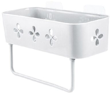 Badkamer-Hardware Mand Opslag Planken Rack Organizer Shampoo-Houder Opslag Douche-Plank Keuken Stick Type Muur rekken Haken wit