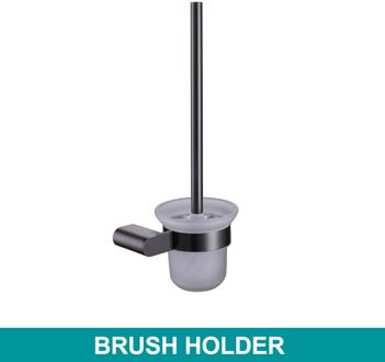 Badkamer Hardware Set Gun Metal Zwart Grijs Papierrolhouder Handdoekhouder Hanger Gewaad Haak Toiletborstel Houder Badkamer Accessorie Brush houder