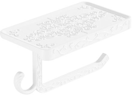 Badkamer Hardware Set Wit Papier Mobiele Telefoon Houder Ruimte Aluminium Antieke Rolhouder Met Plank Wc-papier