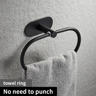 Badkamer Hardware Set Zwart Gewaad Haak Handdoek Rail Bar Rack Bar Plank Tissue Papier Houder Tandenborstelhouder Badkamer Accessoires towel ring
