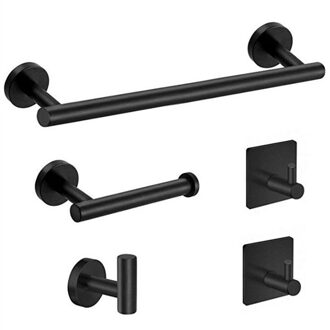 Badkamer Hardware Set Zwart Gewaad Haak Handdoek Rail Bar Rack Bar Plank Tissue Papier